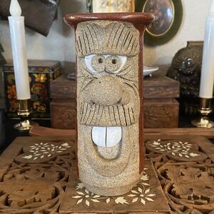 Comic Character Mustache Mug Gadzooks Signed KS Pottery Stoneware Vintage 70’s.